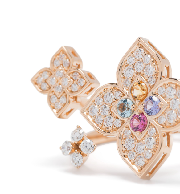18K rose gold Princess Flower multi-stone ring