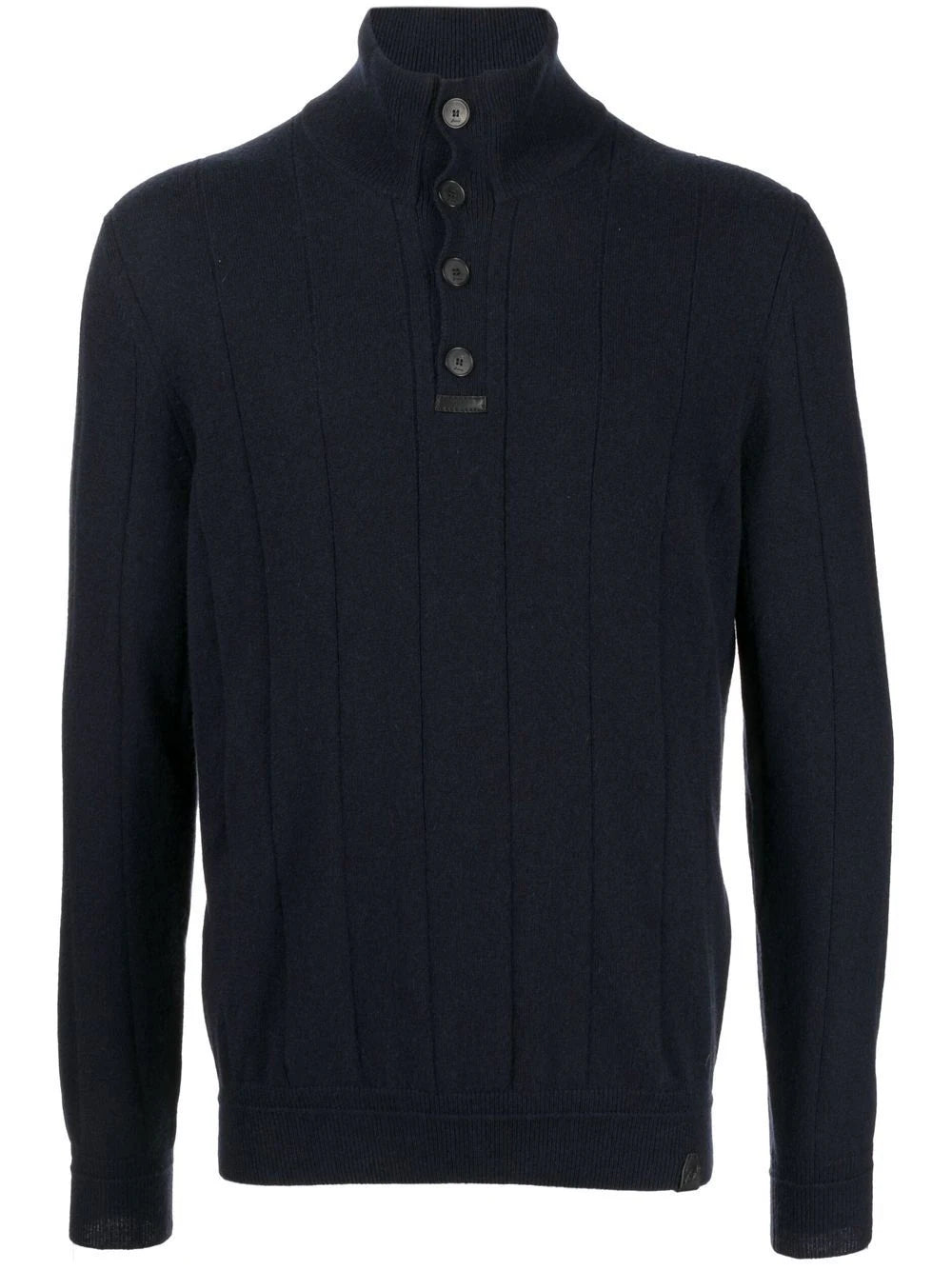 roll neck button-front cashmere jumper