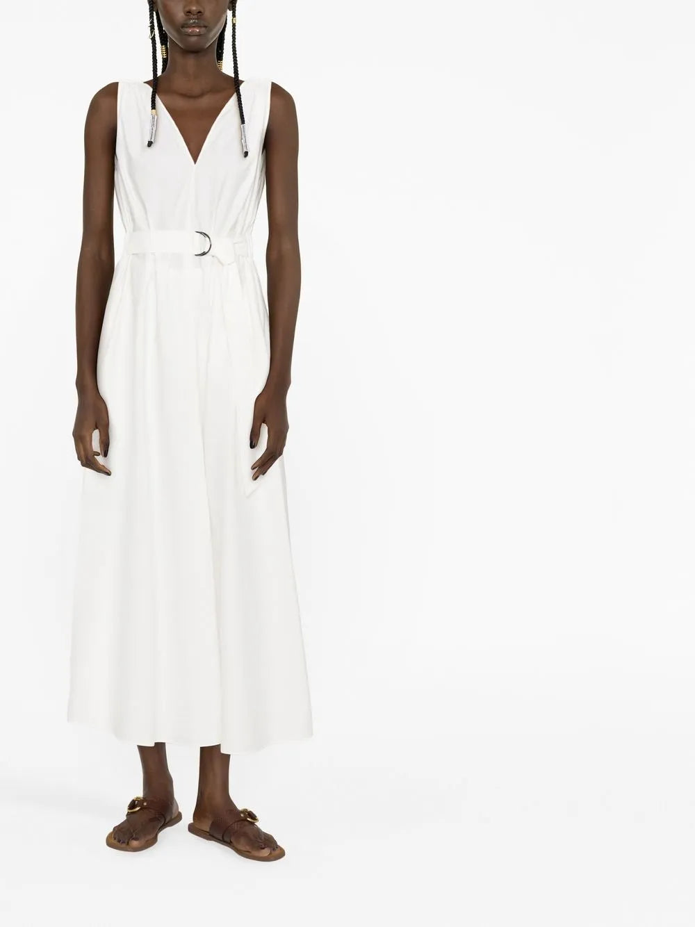 belted V-neck dress