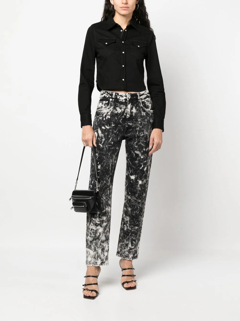 cropped denim shirt