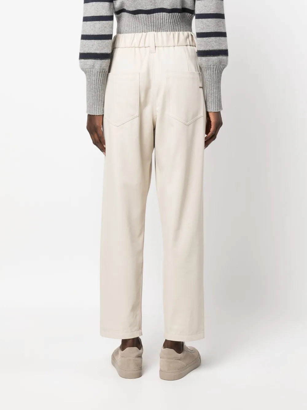 elasticated straight-leg trousers