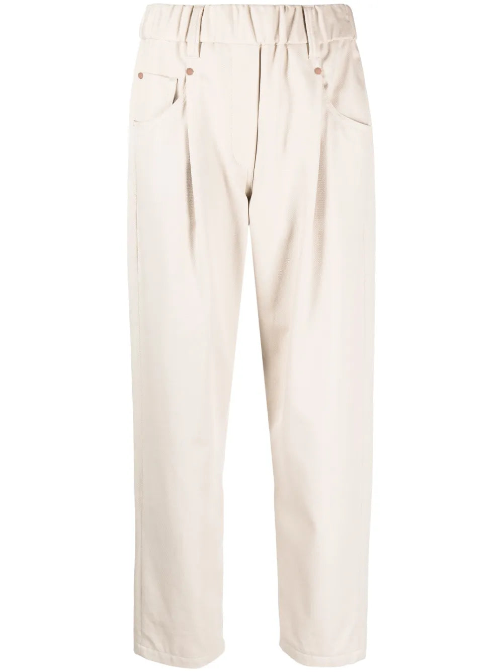 elasticated straight-leg trousers