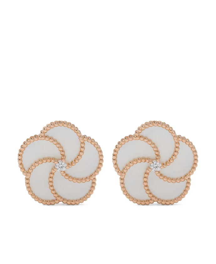 18K rose gold Bloomy mother of pearl and diamond earrings