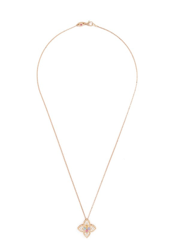 Collar multipiedra Princesa Flor en oro rosa de 18 quilates 