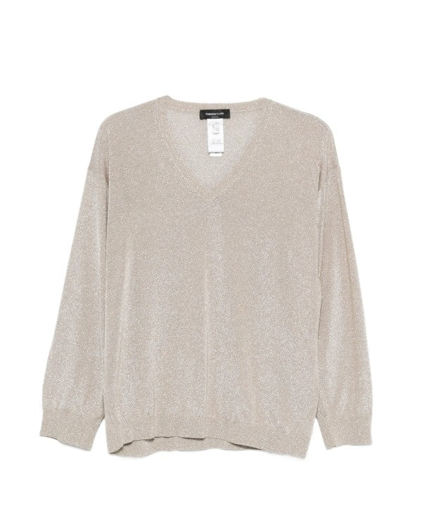 V-neck long-sleeve sweater