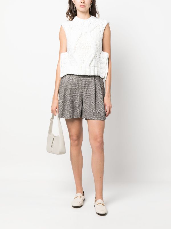 pleated wool-blend shorts