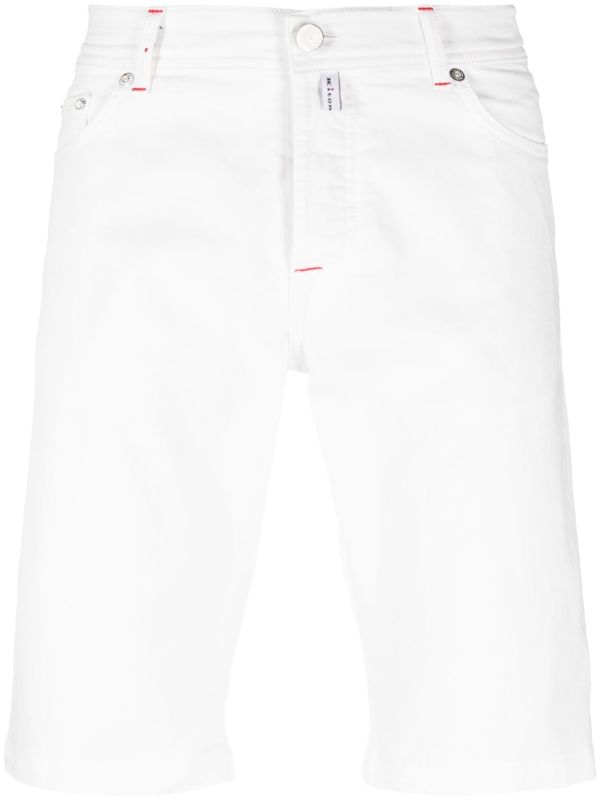 logo-patch denim shorts