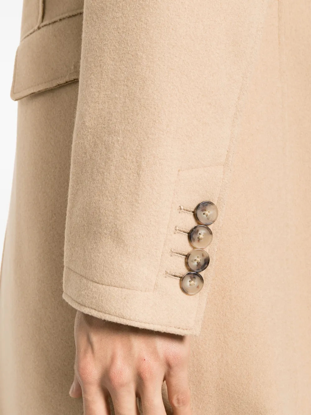 exposed-seam single-breasted midi coat