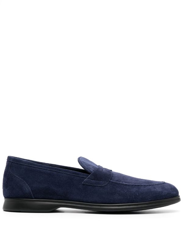 tonal-stitching almond-toe loafers
