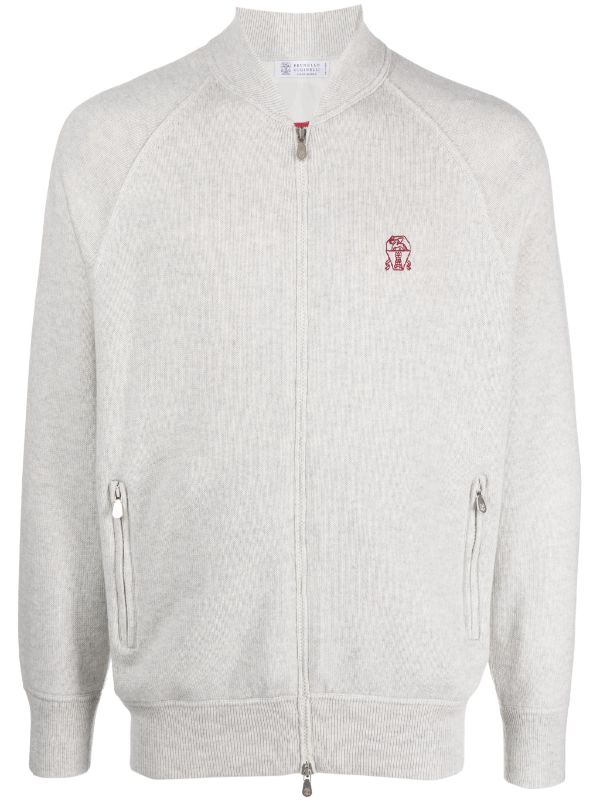 logo-embroidery cashmere cardigan