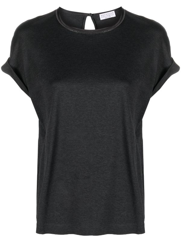 keyhole-detail cotton T-shirt
