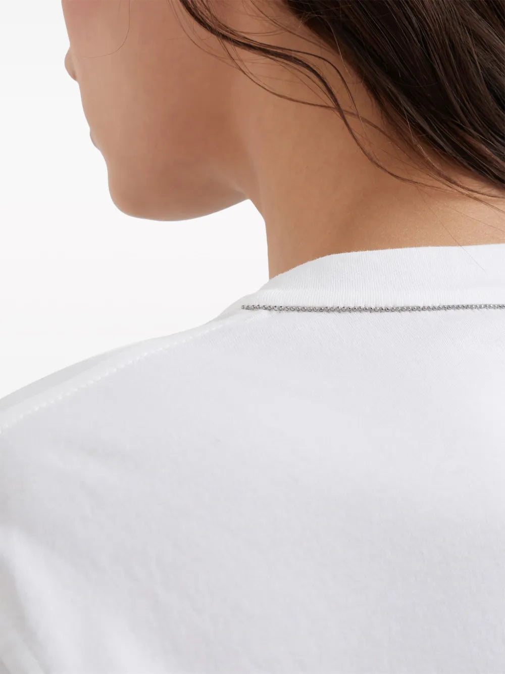 Monili-trim cotton T-shirt