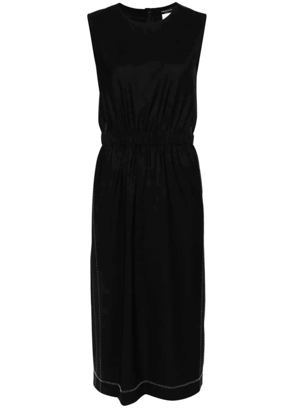 contrast-stitching midi dress