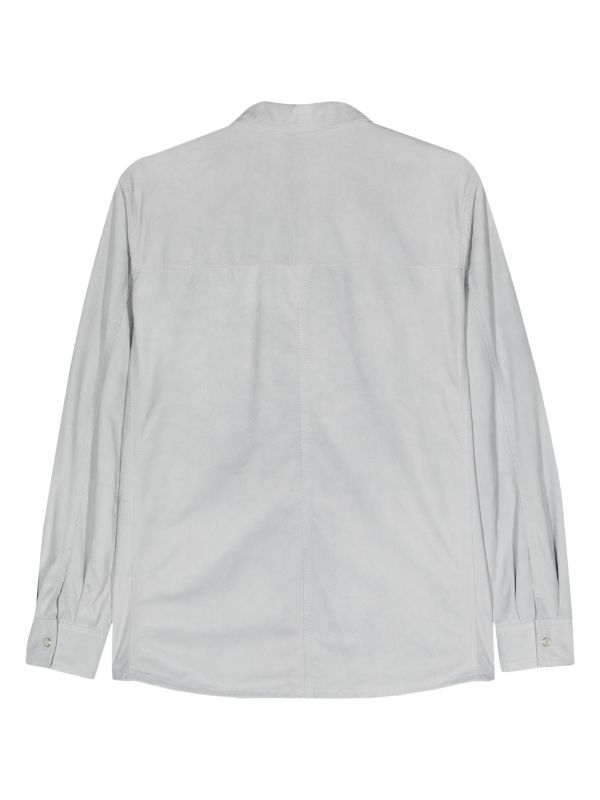 press-stud suede shirt