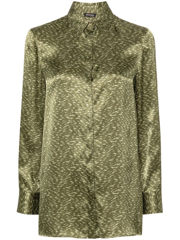 abstract-print silk shirt