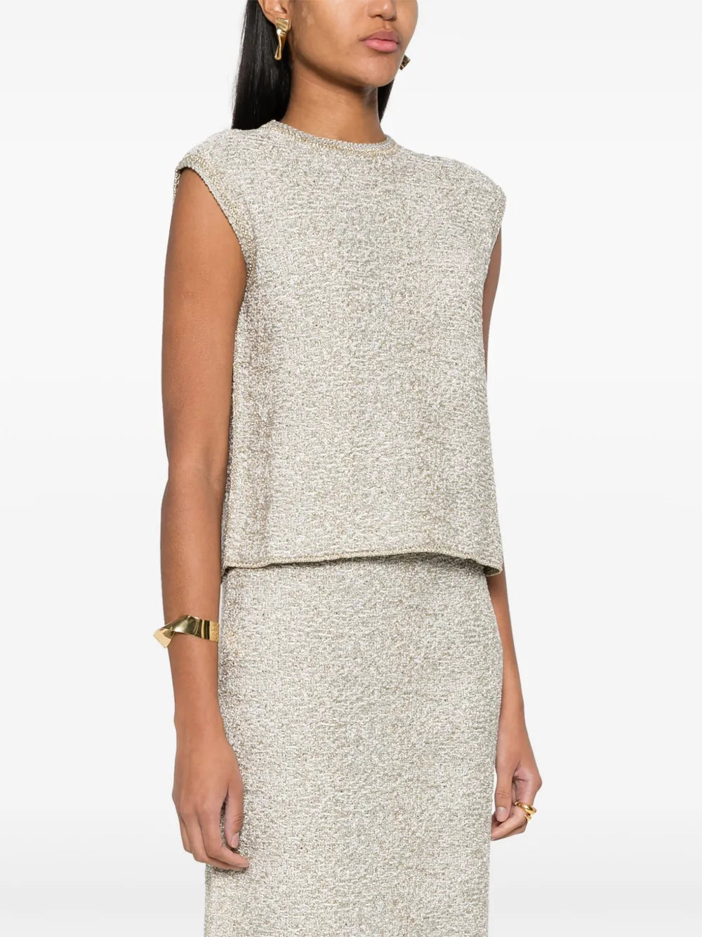 top bouclé con detalles de lúrex