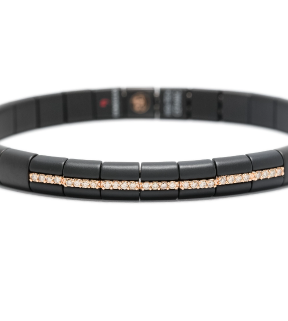 pulsera en oro rosa de 18kt con diamantes