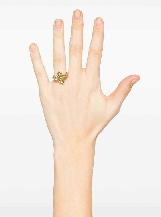 18kt yellow gold Arabesque Flower diamond ring