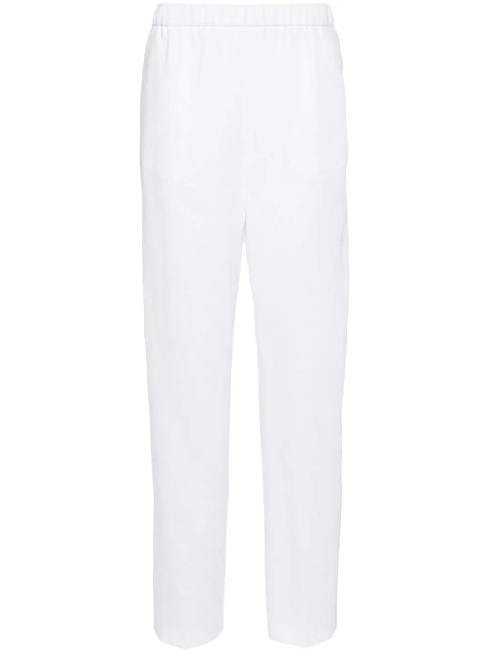 chambray pipe-trim tapered trousers