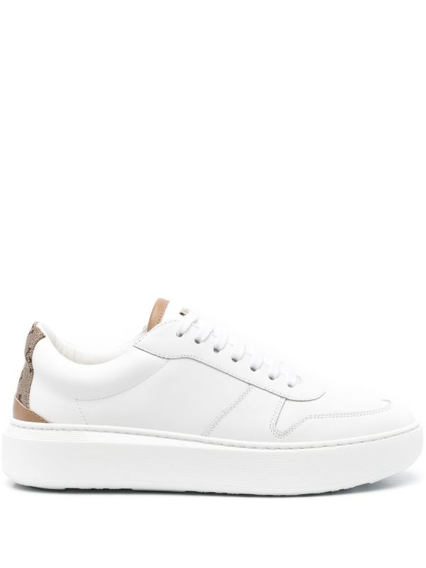 monogram-heel leather sneakers