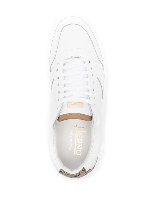 monogram-heel leather sneakers