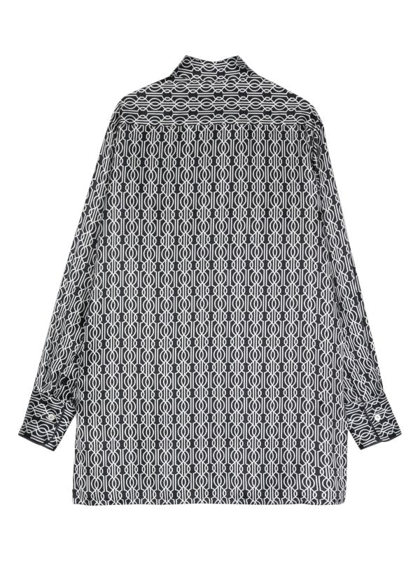 abstract pattern print silk shirt