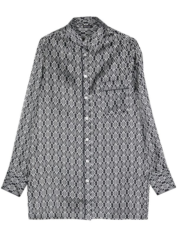 abstract pattern print silk shirt