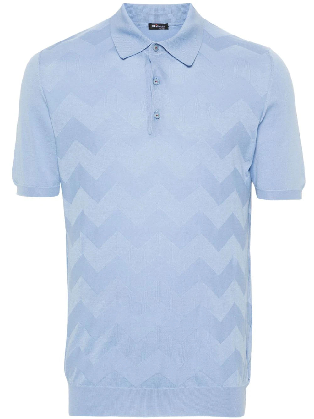 chevron-detail fine ribbed polo shirt
