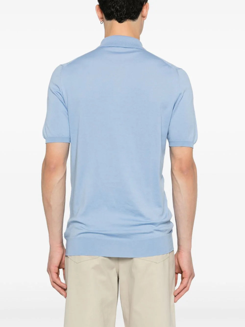chevron-detail fine ribbed polo shirt