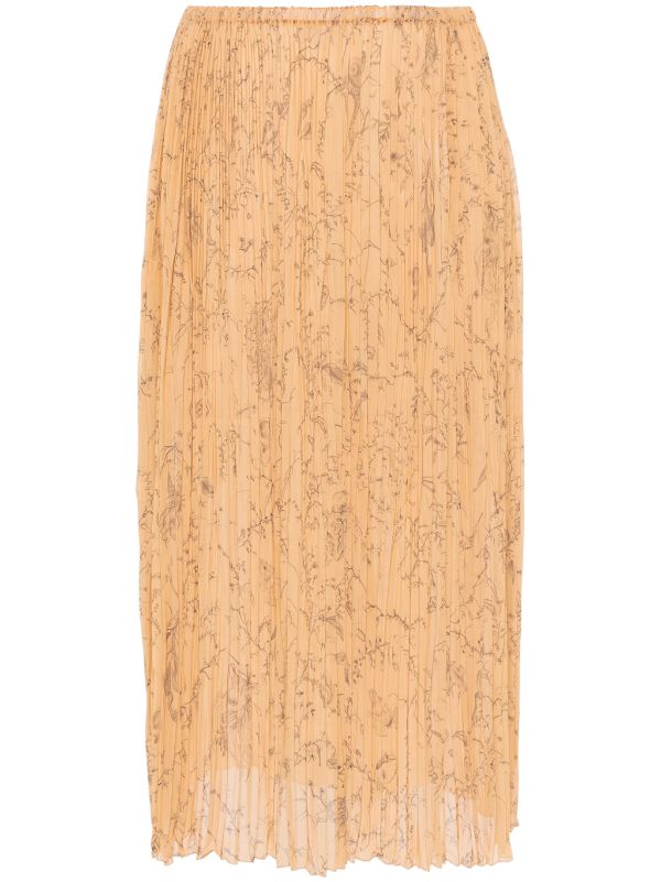 Falda midi plisada con estampado Fabula