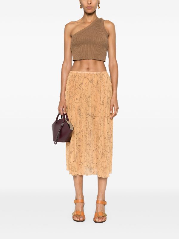 Falda midi plisada con estampado Fabula