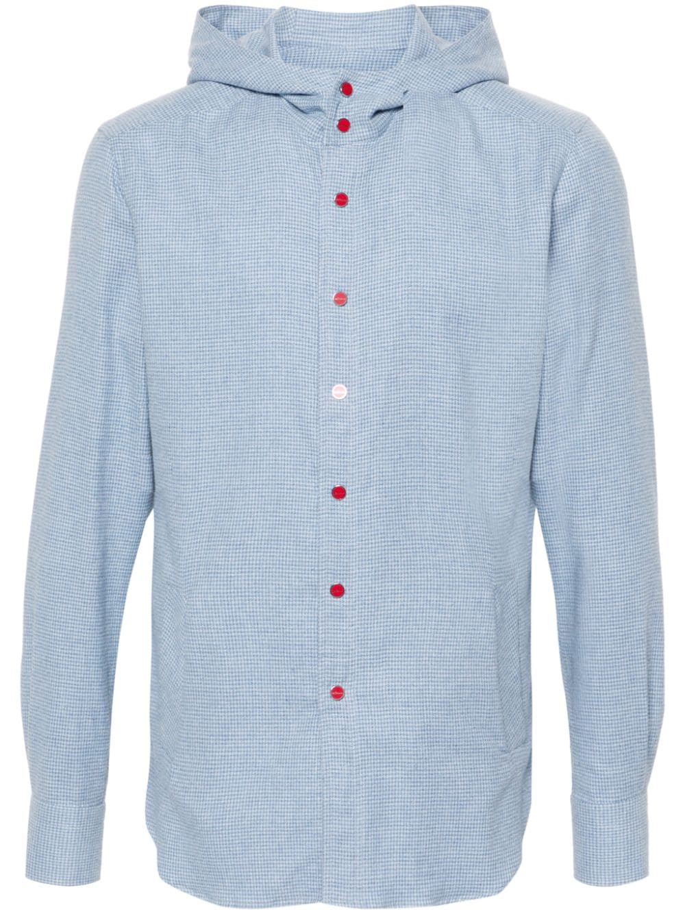 hooded gingham-check shirt