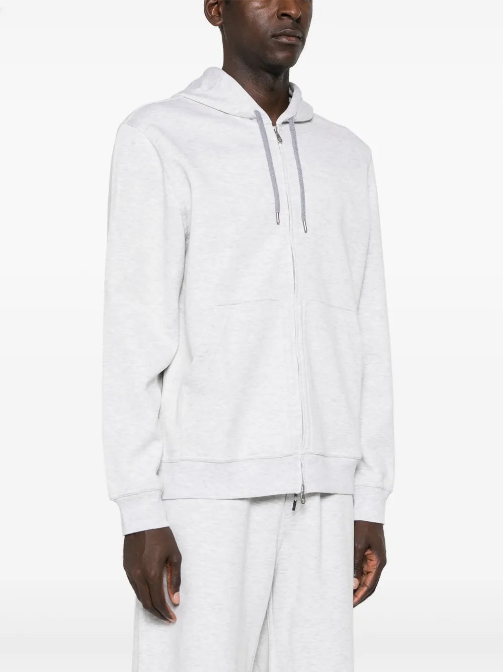 mélange-effect zipped hoodie