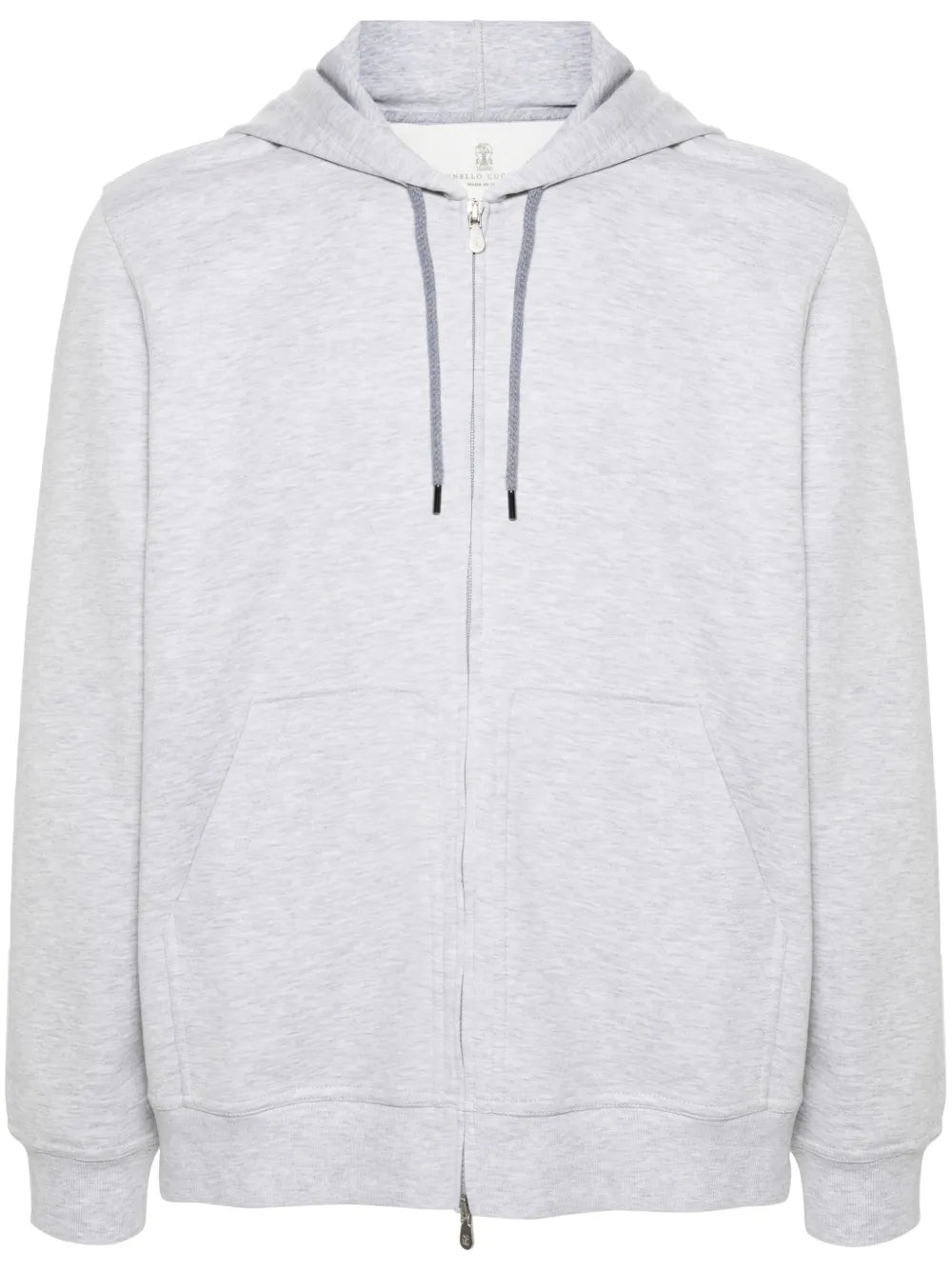 mélange-effect zipped hoodie