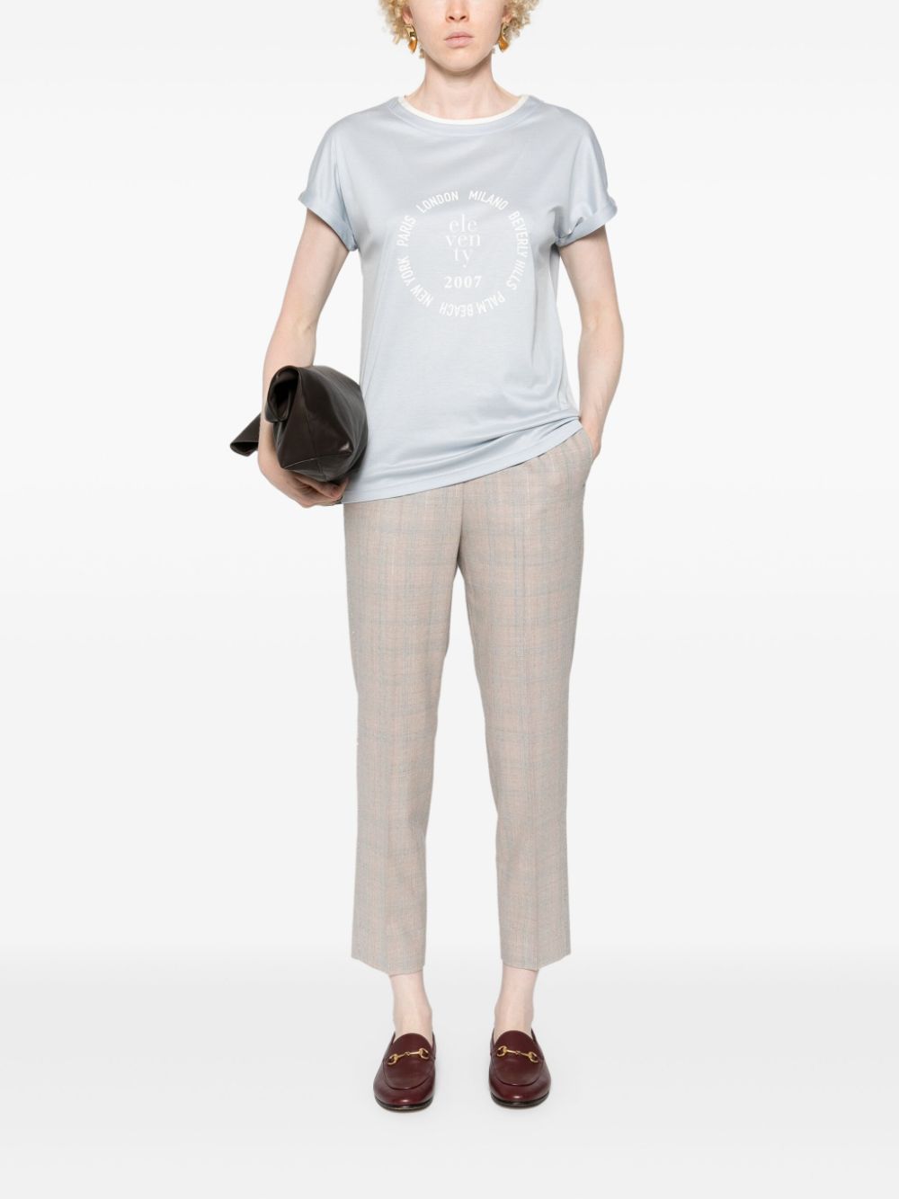 checked tapered trousers