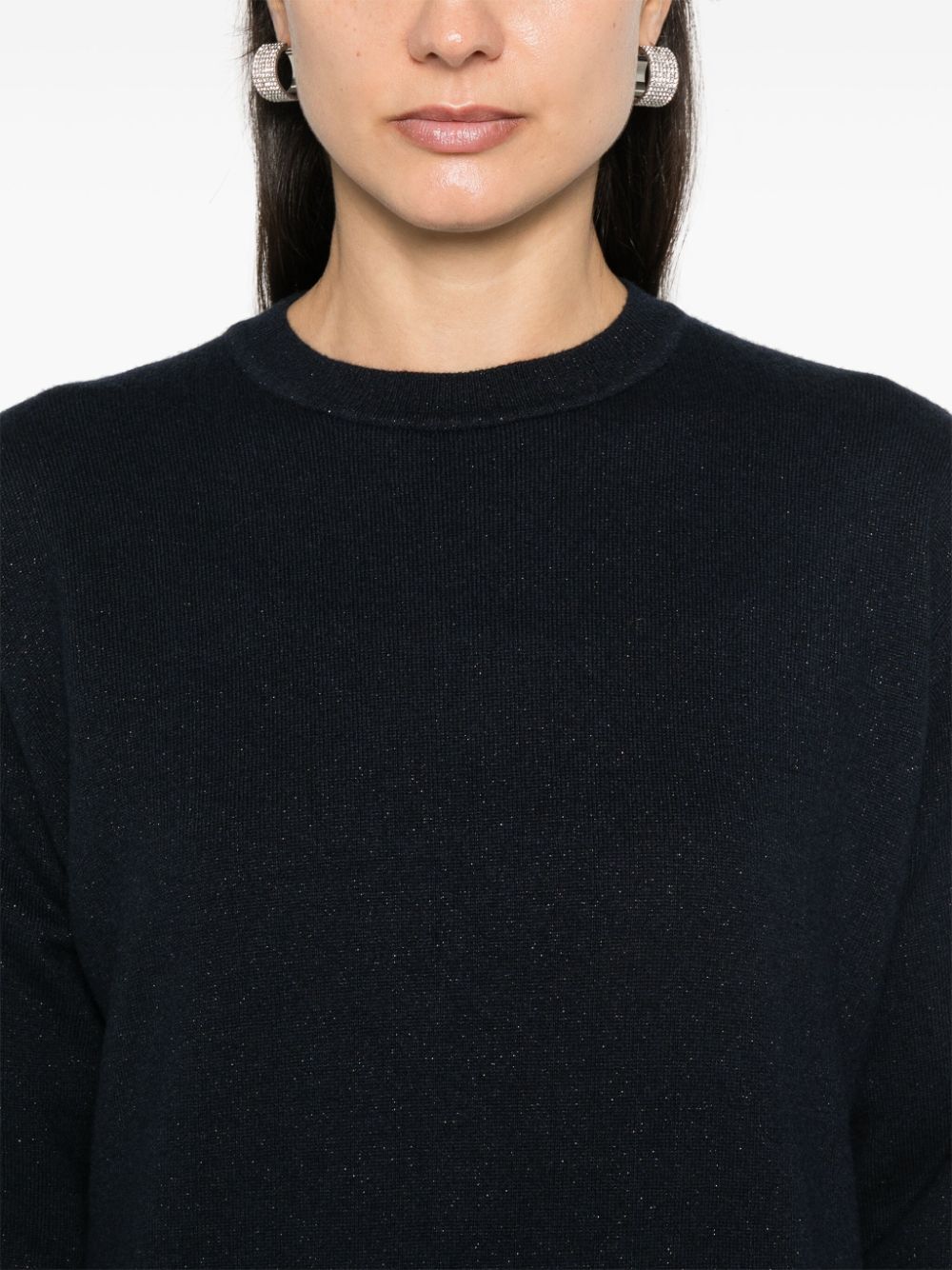 crew-neck glittered jumper