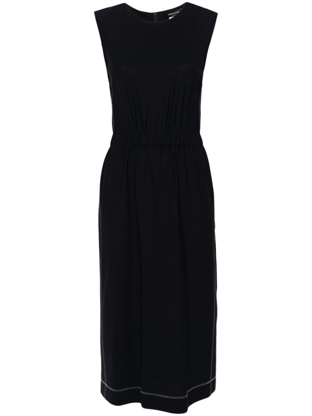 vestido midi con costuras en contraste 