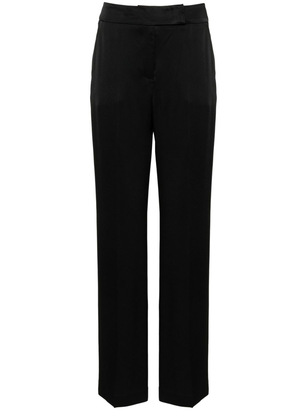 straight-leg satin trousers