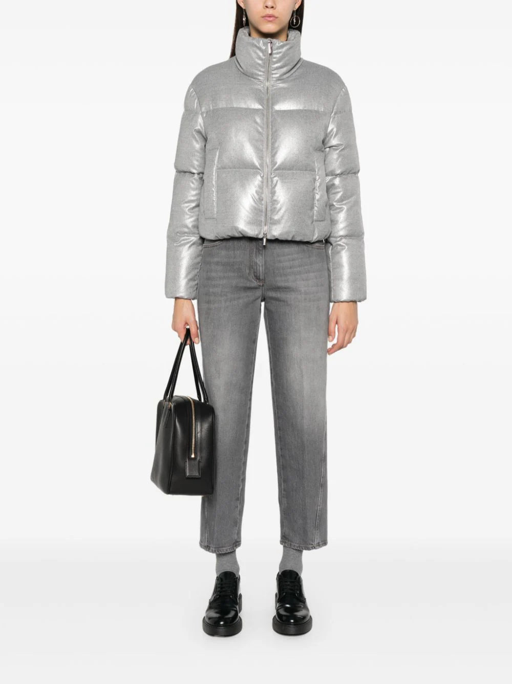 lamé-effect puffer jacket