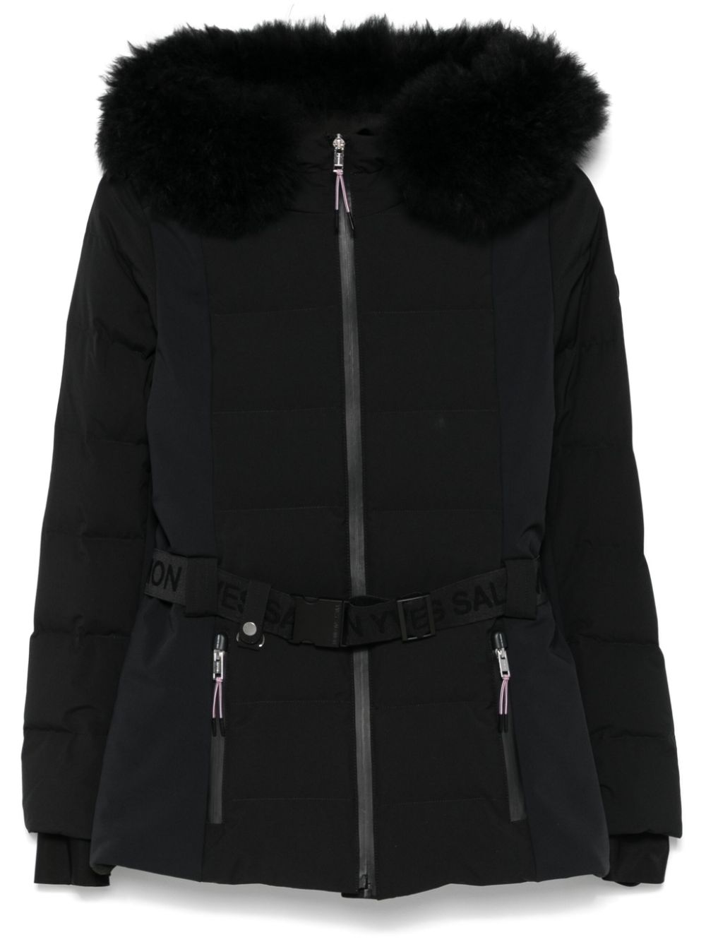 belted ski jacket