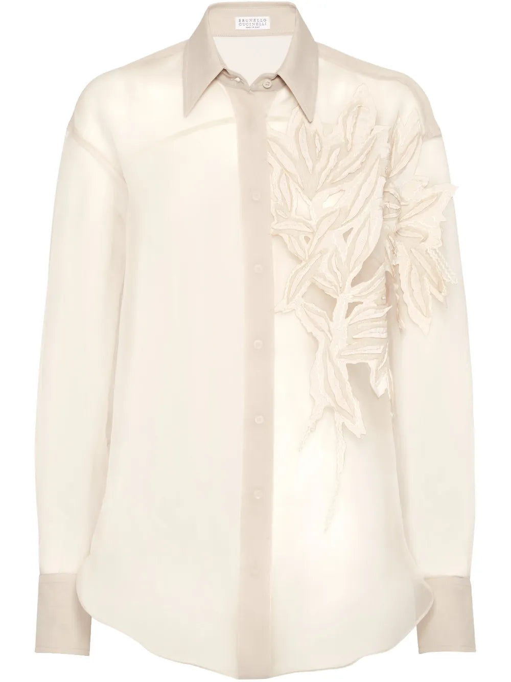 Flora-appliqué shirt