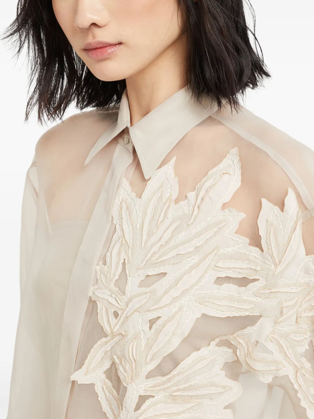 Flora-appliqué shirt