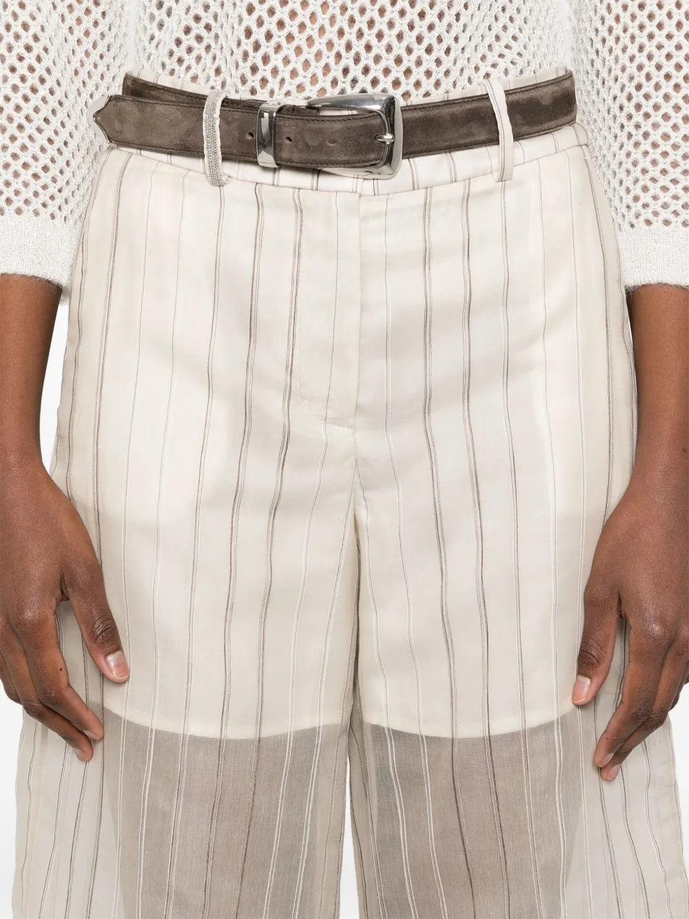 striped knee-length shorts