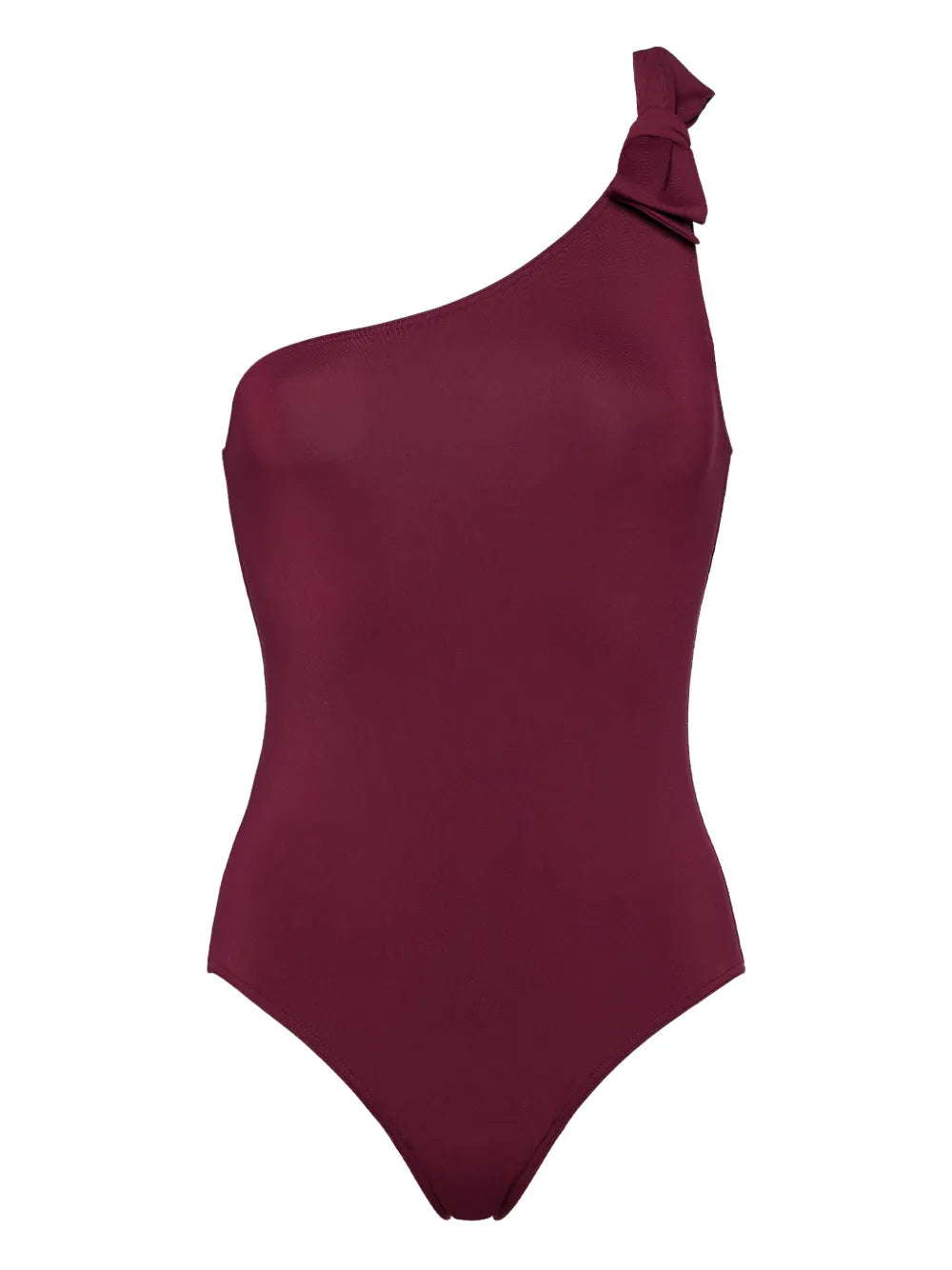 one-shoulder bow-embellished swimsuit
