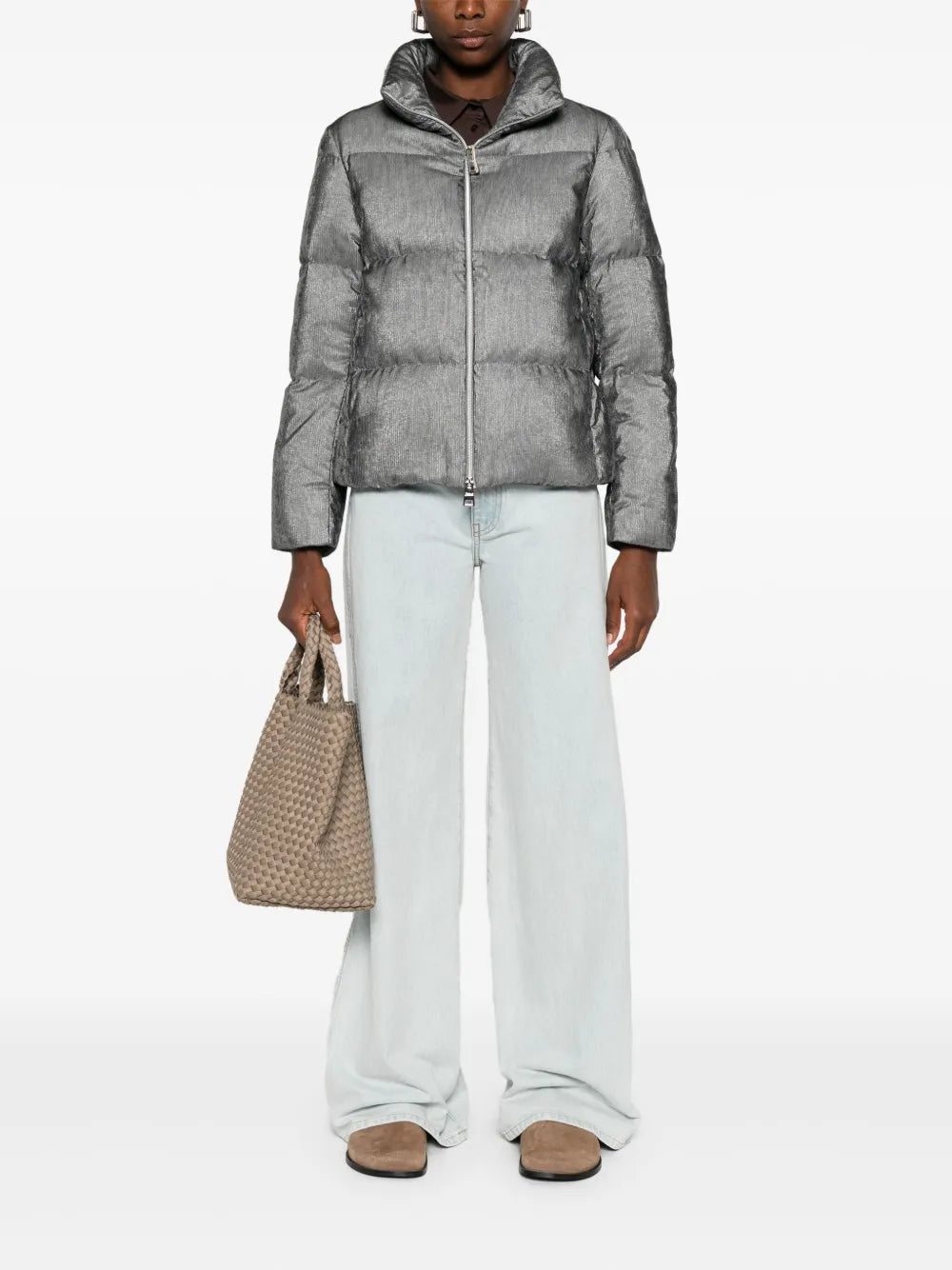 metallic-effect quilted jacket