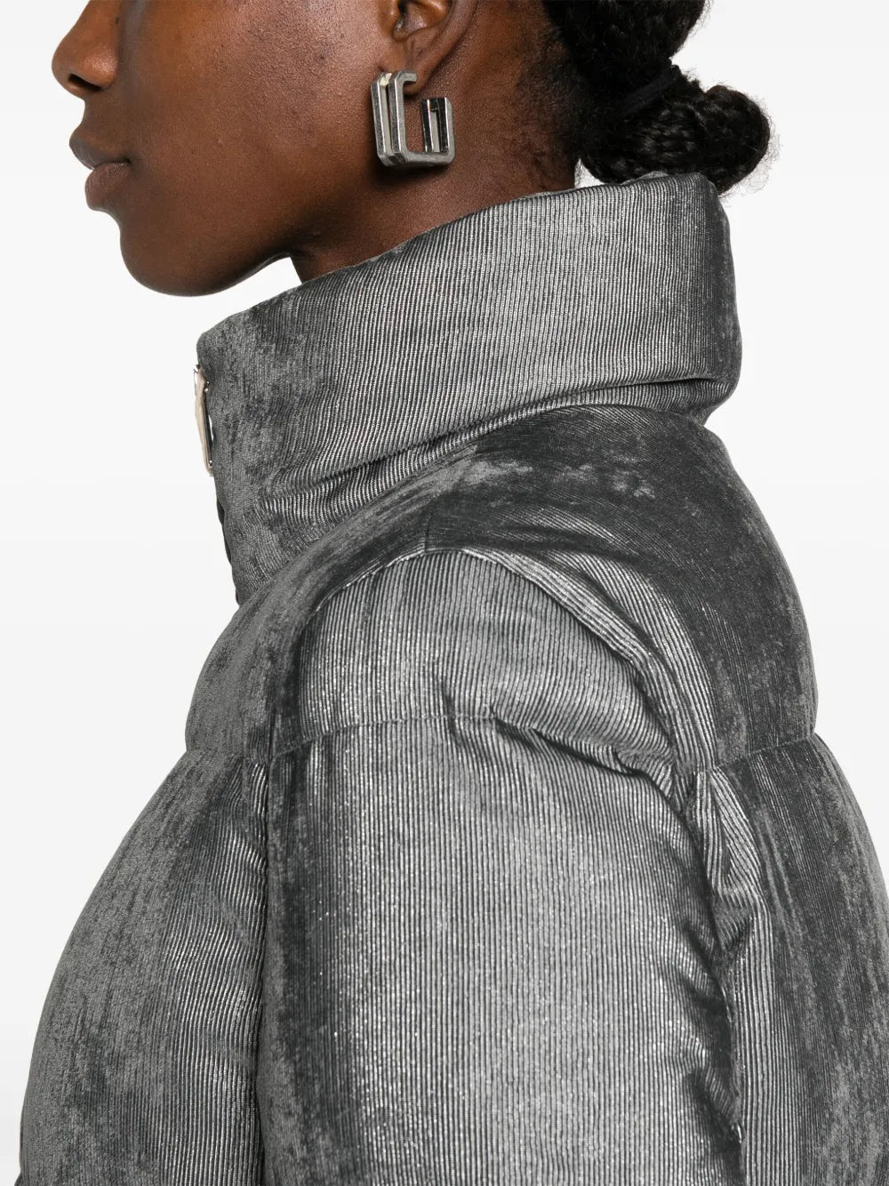 metallic-effect quilted jacket