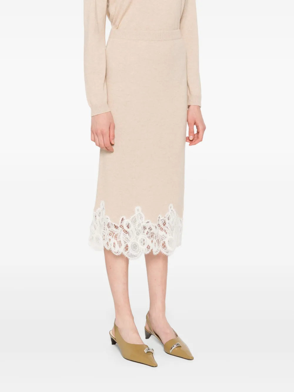 lace-trimmed pencil skirt