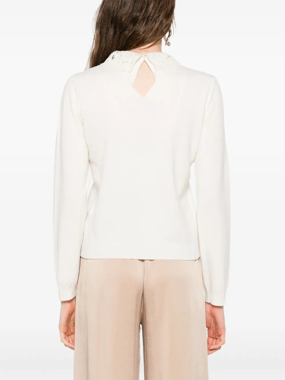 lace-trimmed sweater