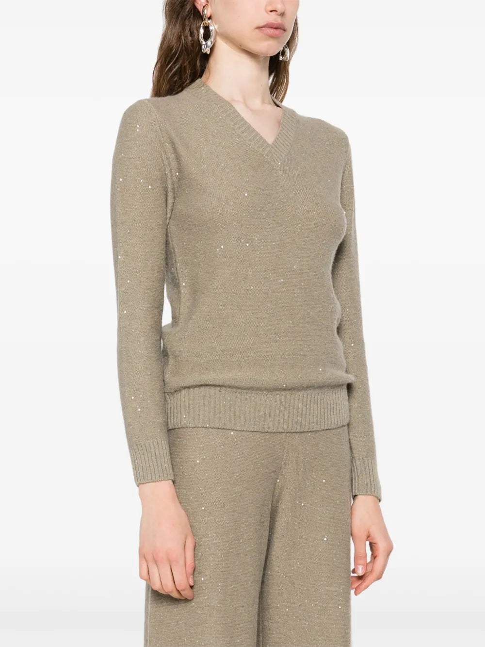 sequin-embellished v-neck sweater