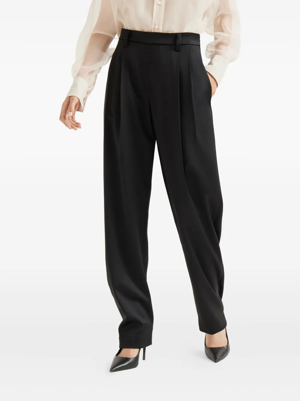pleated-front tailored trousers
